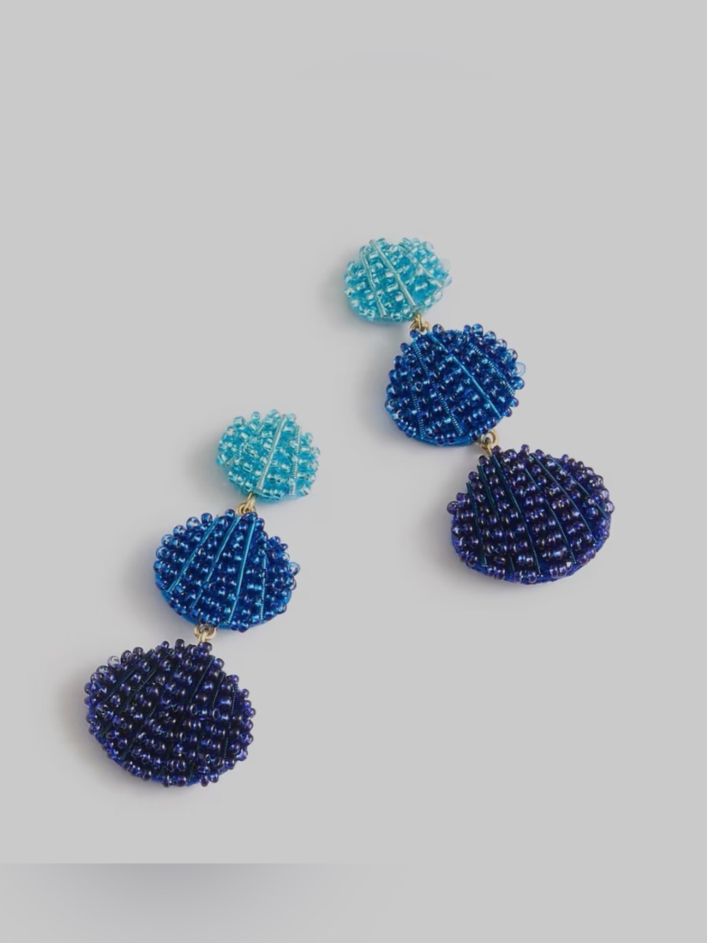 NWT J Crew Beaded Seashell Drop Earrings - Blue Multi